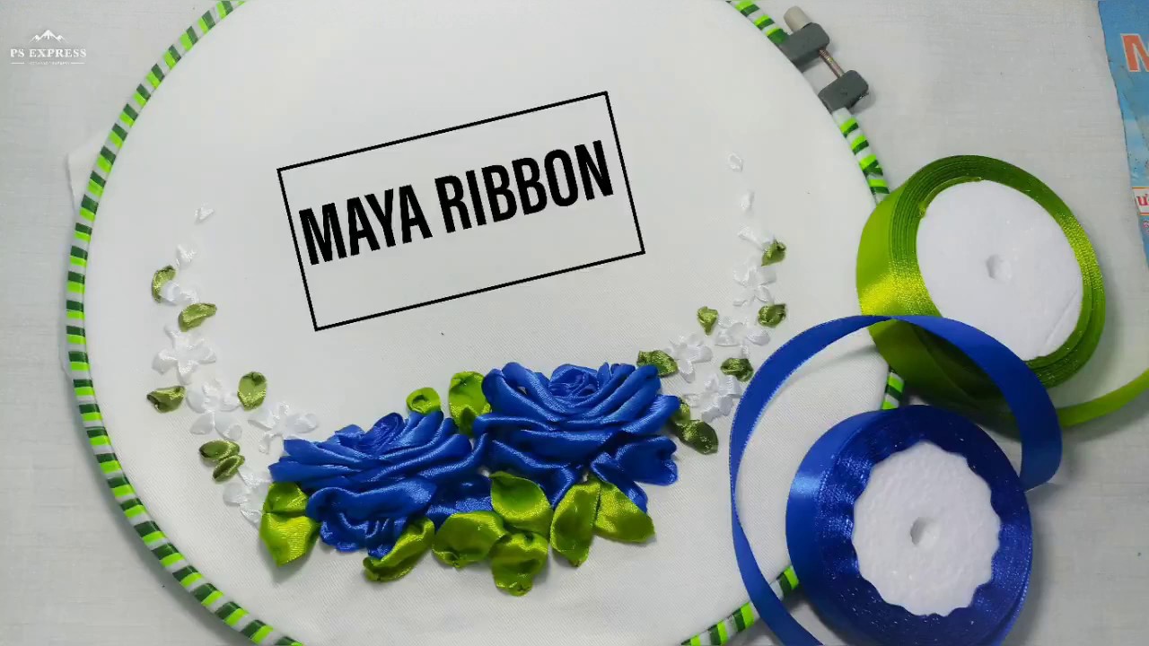 002_Ribbon Embroidery Flower [Hướng dẫn thêu hoa hồng xanh bằng ruy băng]
