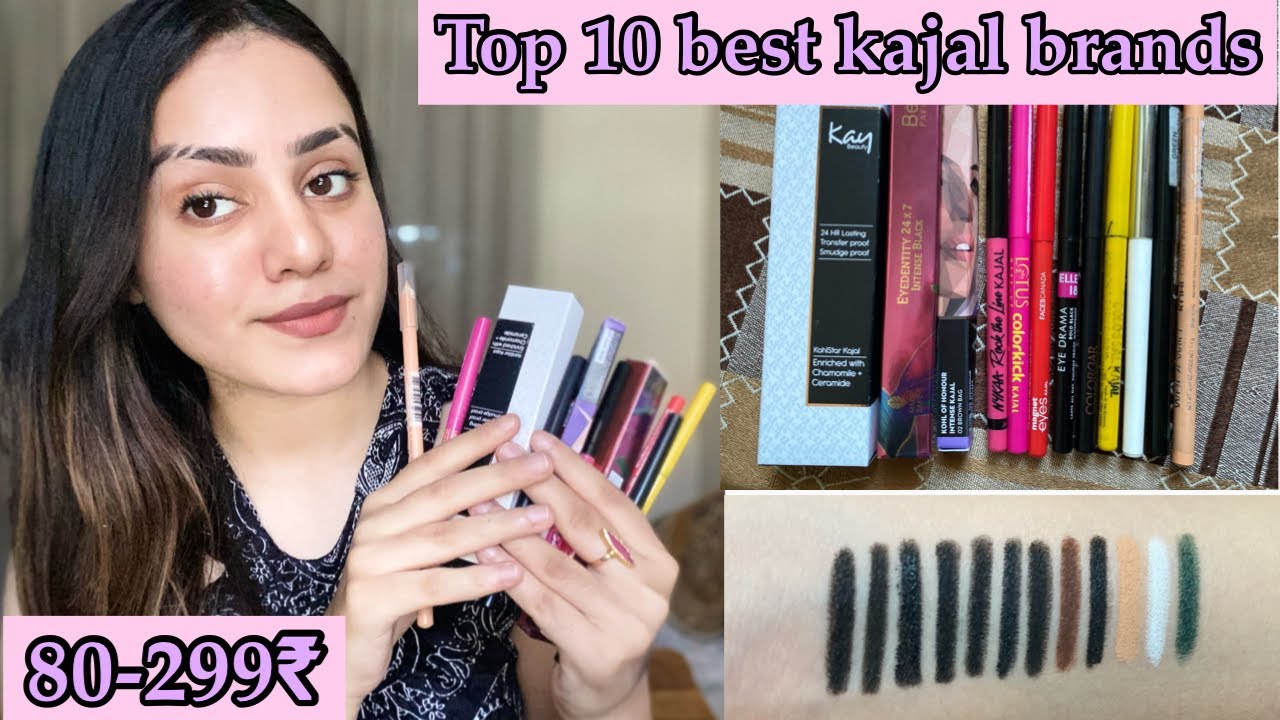 Top 10 best Kajal brands in India/ 80₹-299₹/ Intense black🖤/kp styles