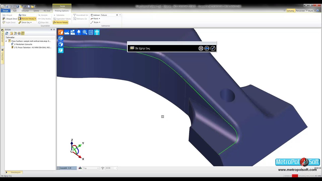 EDGECAM FREZE YÜZEY AKIŞ FORMUNDA İŞLEME