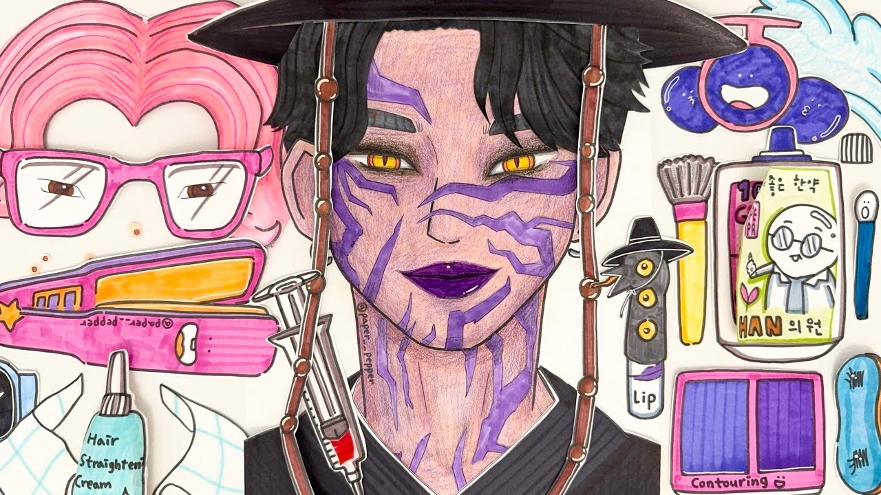 [🚀paper ASMR] KPOP DEMON HUNTERS Jinu ✨ Idol Makeup & Styling, Skin Massage | paper pepper