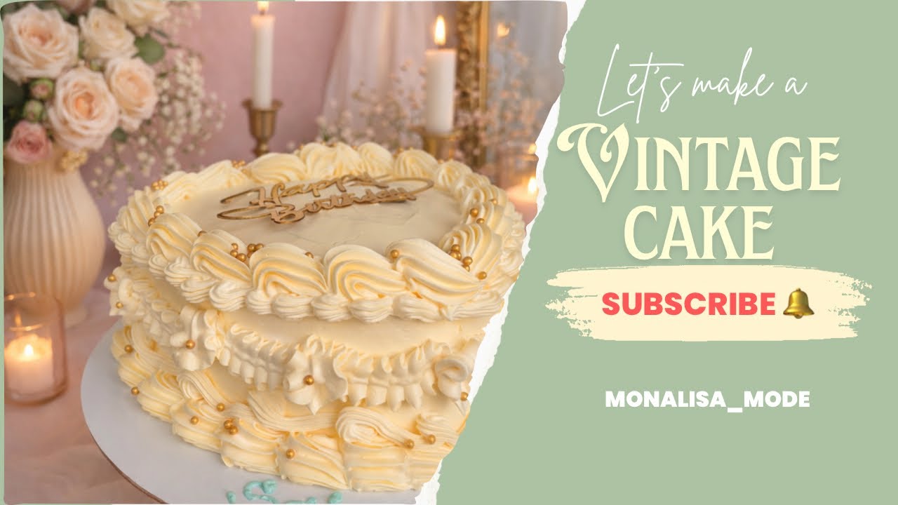 Vintage Red Velvet Cake with Vanilla Frosting | Retro Piping Design Tutorial