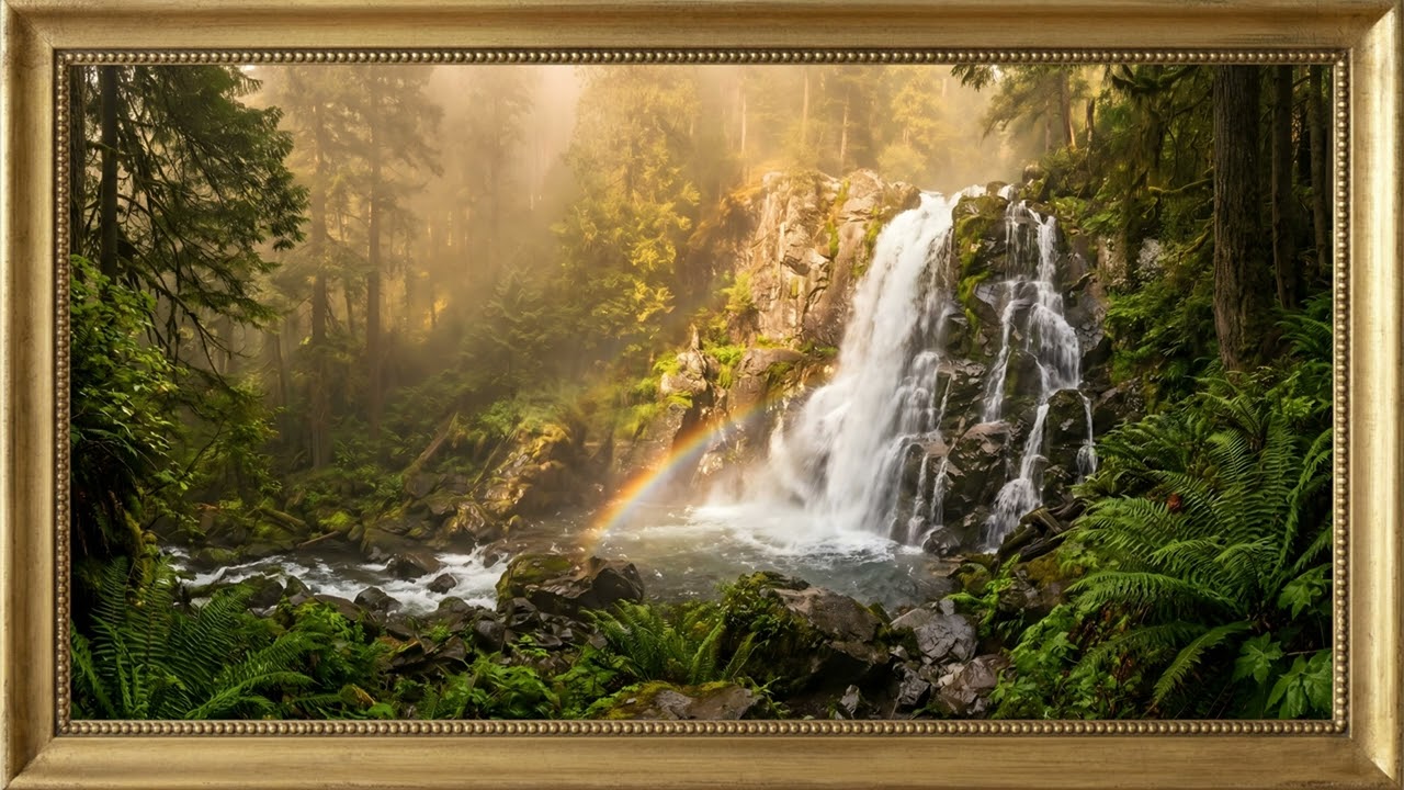 Golden hour sunlight filtering through misty forest, cinematic wide shot, ultra detailed