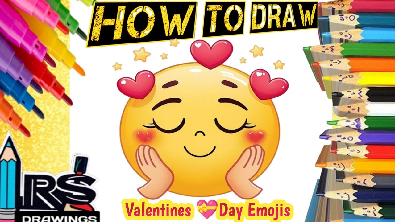 How to draw cute Valentine's Day easy Emoji drawing step by step for kids&toddlers|valentines💝 day