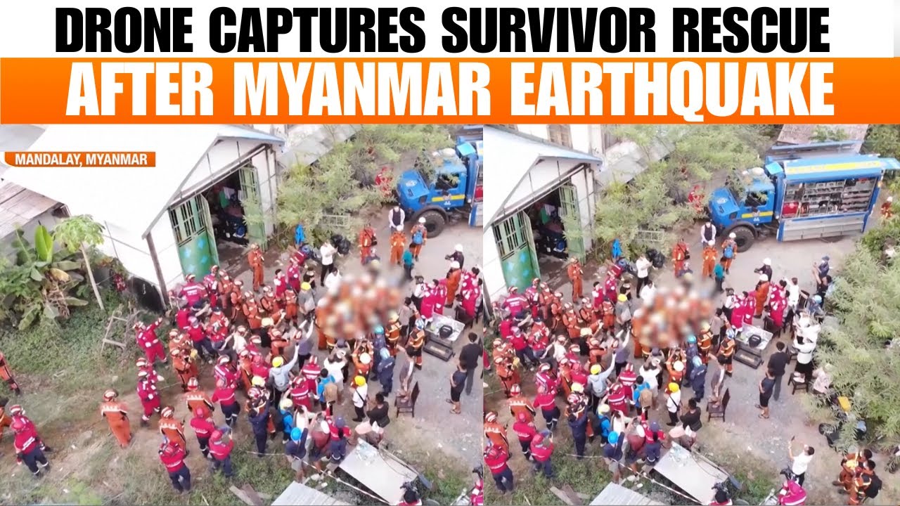 Drone Captures Moment Survivor Pulled From Myanmar Quake Rubble | News9