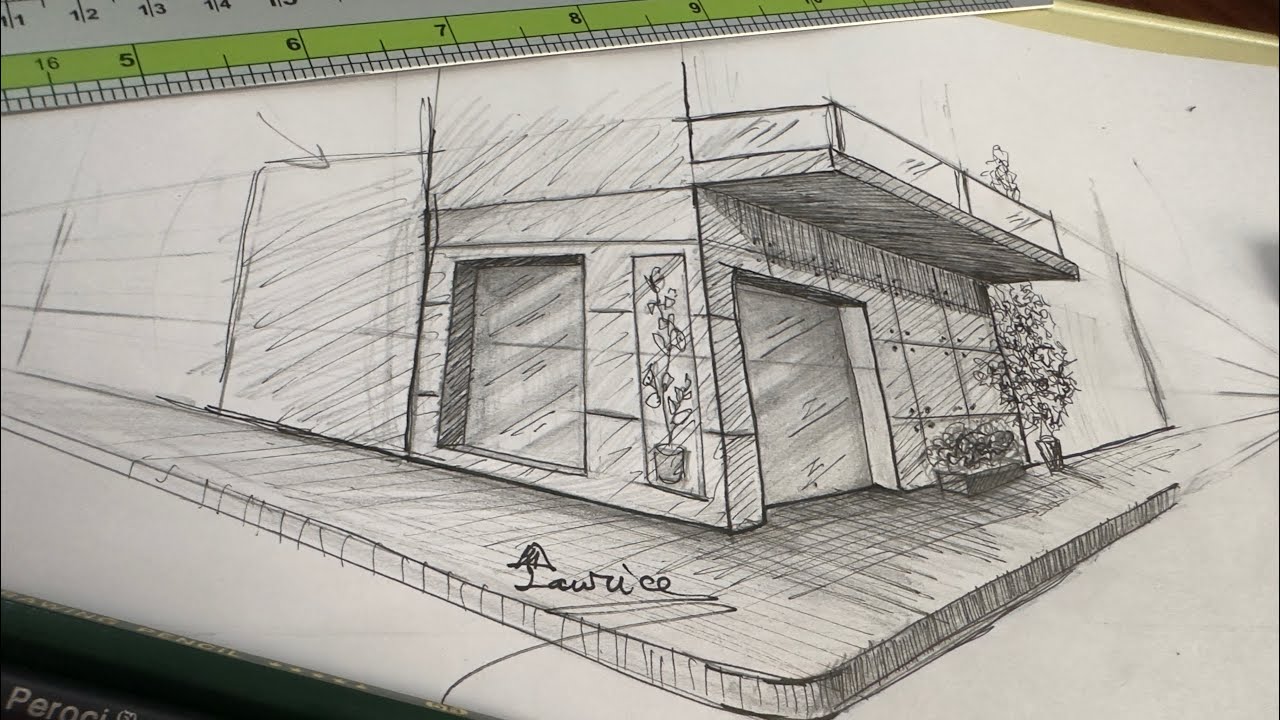 اختبار  القبول في كلية الهندسة المعمارية/المنظور الهندسي من نقطتين /part1الجزء الاول