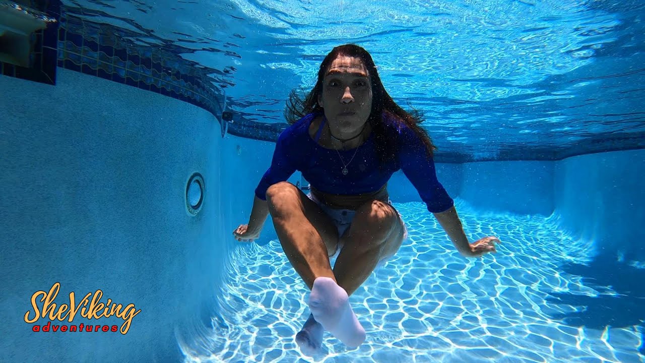 Underwater Swimming * Girl Takes Off  White Shorts Underwater * Falling Backwards in the Pool Fun