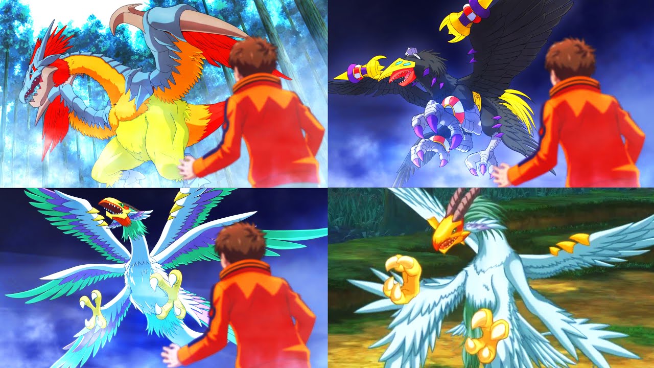 Digimon Survive Falcomon All Evolution/Digivolution Anime Cutscenes