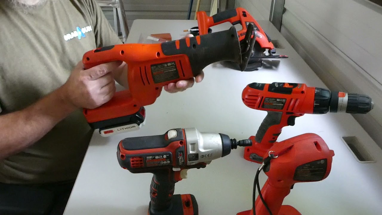 An $11 Black & Decker Firestorm Battery Adapter to use 20v Matrix Batteries.