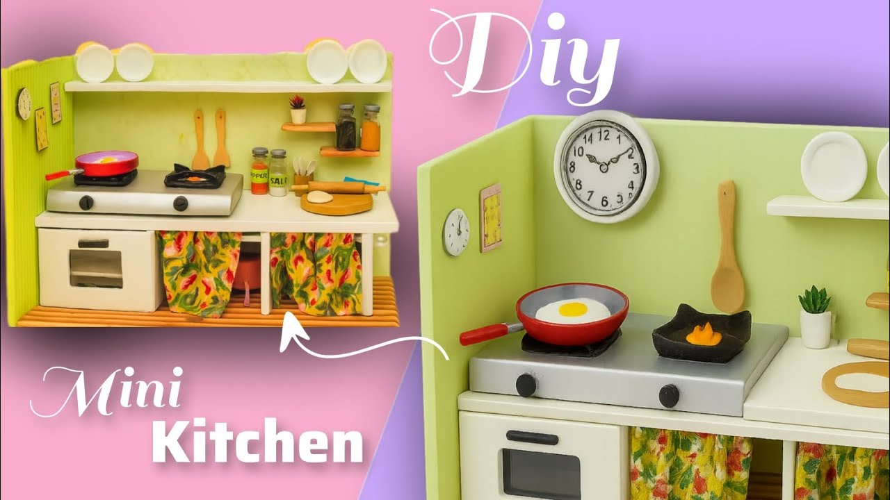 Cutest kitchen set - 2 | Diy miniature 🫕 kitchen @CRAFTERENU12 