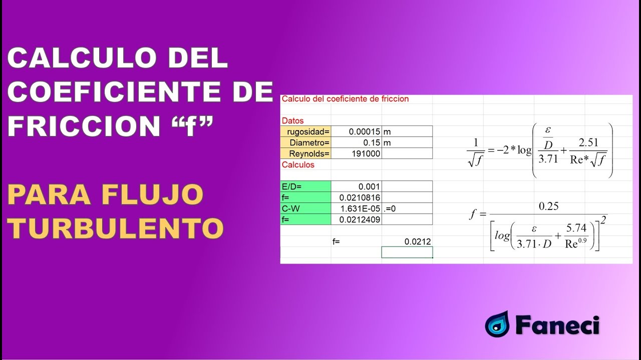 CALCULO DEL COEFICIENTE DE FRICCION 