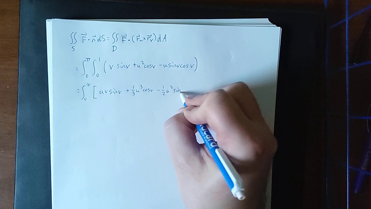 Example of a surface integral in a vector field