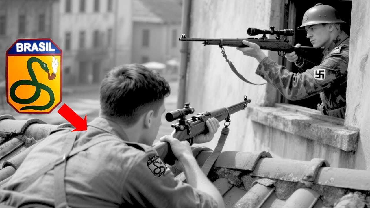 SNIPER ALEMÃO ZOMBOU DO “CAIPIRA” BRASILEIRO — O TIRO DO TELHADO CALOU OS ALEMÃES DURANTE A GUERRA