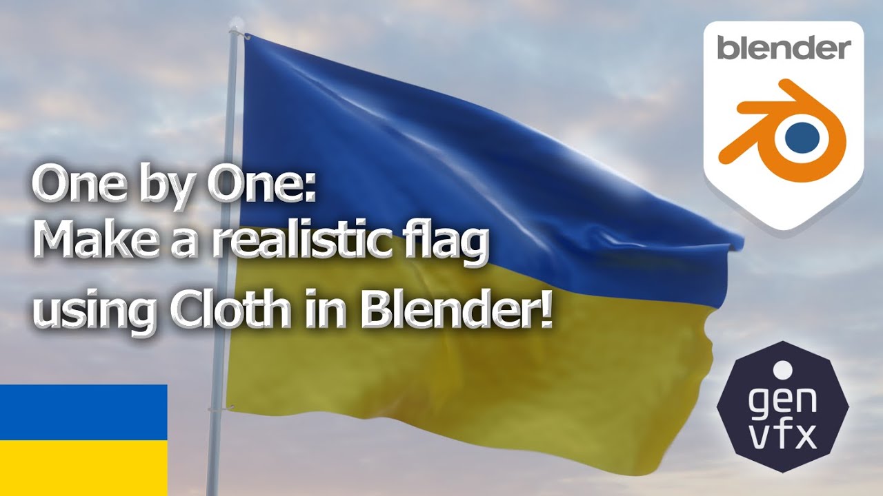 ONE BY ONE:  Using Cloth in Blender to make a flag and support Ukraine!