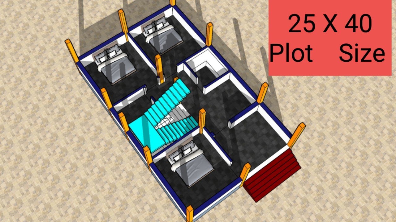 25 X 40 House Plan | 4 Bedroom House Design | 1000 Sq Feet Home Plan 🏡 | Village House