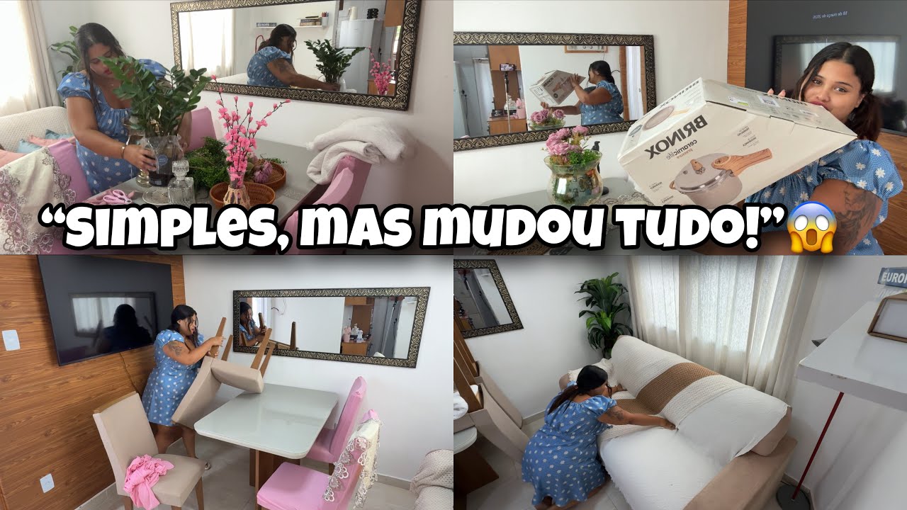 O simples domina: rotina real com comprinhas de limpeza e transforma&ccedil;&atilde;o da minha sala  🧺✨