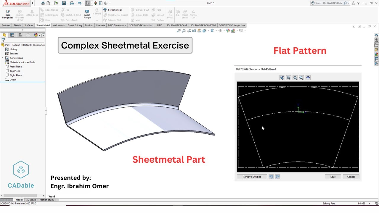 Complex Sheetmetal Exercise | Solidworks Part to AutoCAD DXF | Solidworks to AutoCAD | CADable