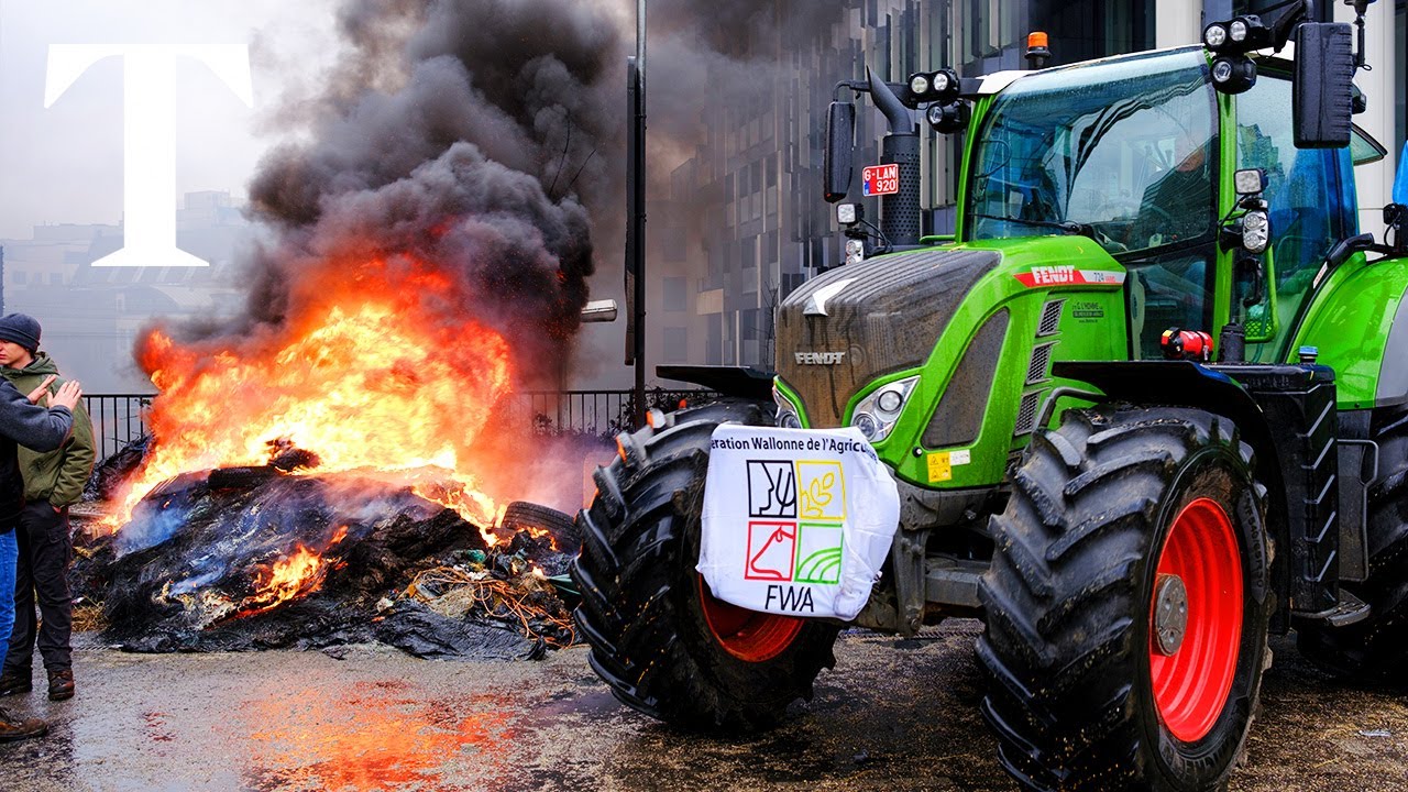 LIVE: Farmers clash with police at major protest in Brussels