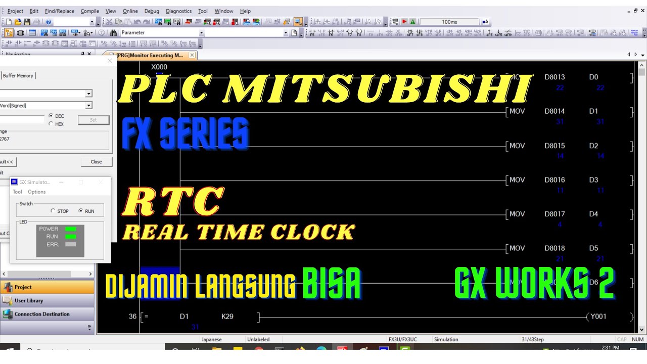 RTC Real Time Clock plc mitsubishi FX Series Gx Works 2 gx work 2