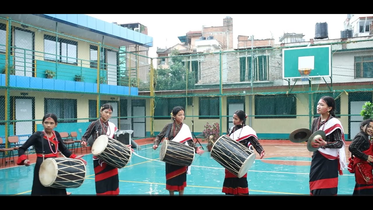 Manaslu School Dhime Performance. Indra Jatra Demo Celebration