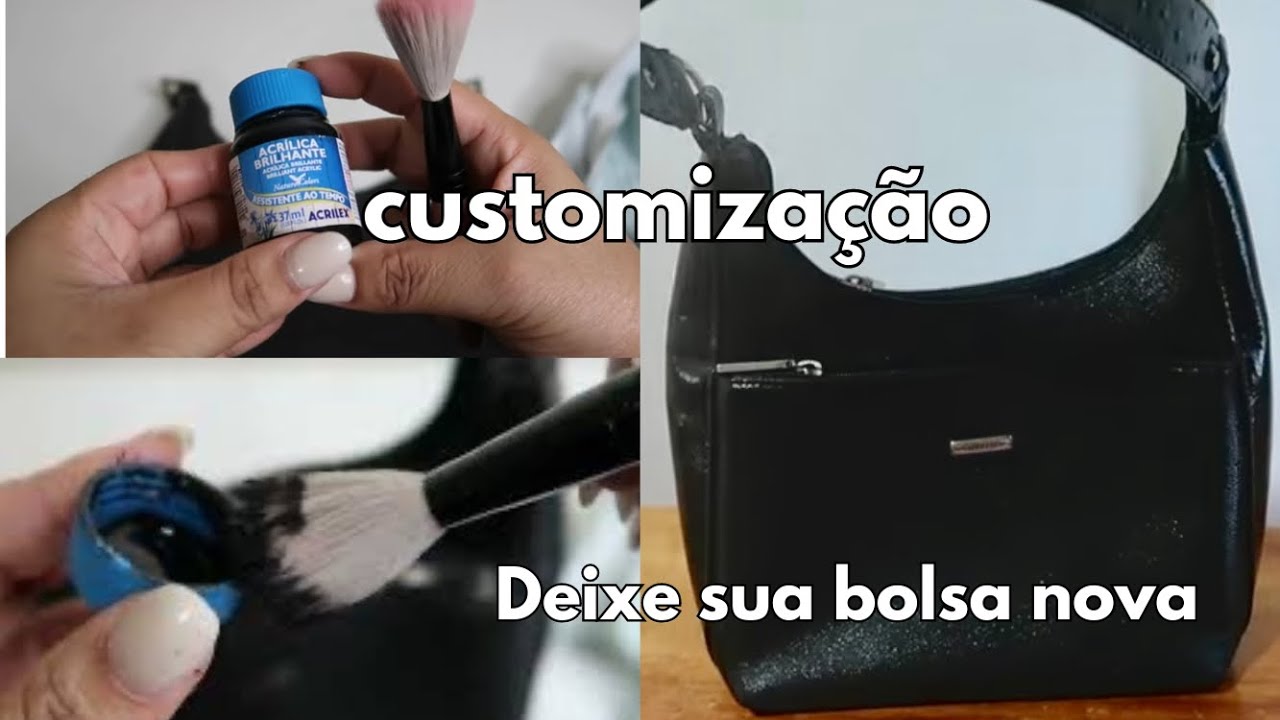 CUSTOMIZAÇÃO com TINTA ACRILEX bolsa couro em PU. Qual tinta usar para pintar bolsas.