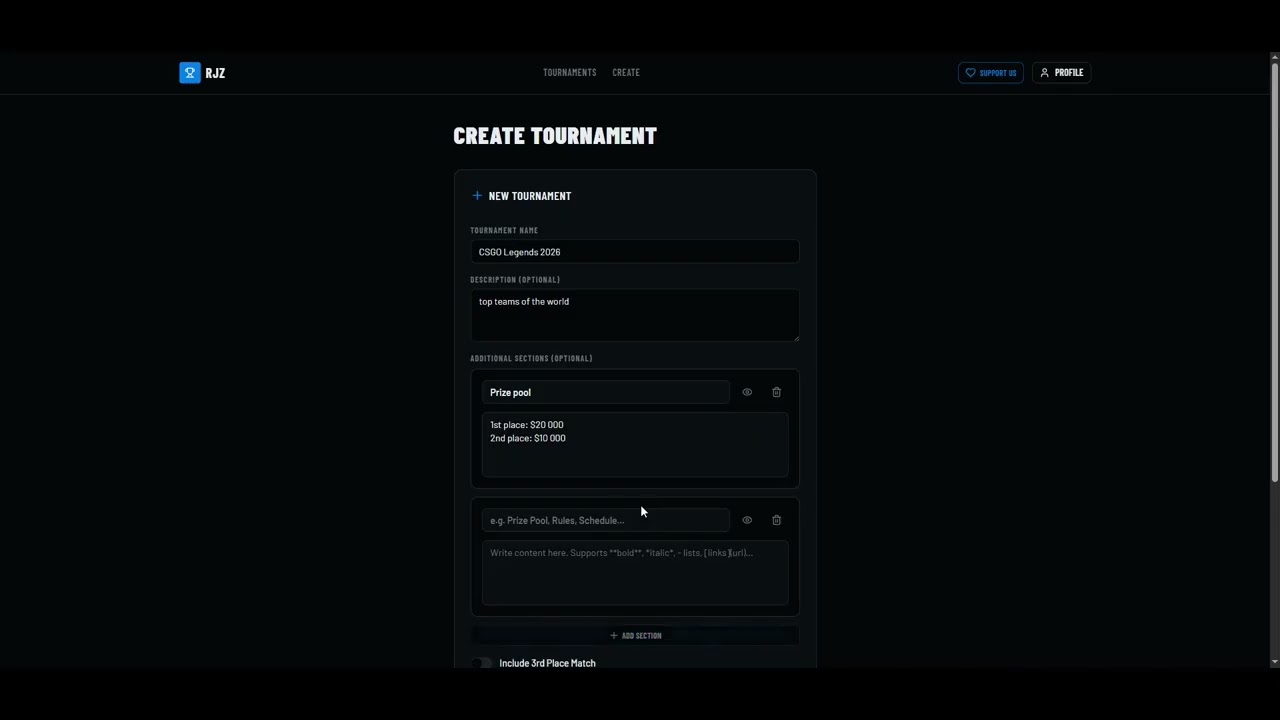 How to create a tournament | RJZ Bracket Generator