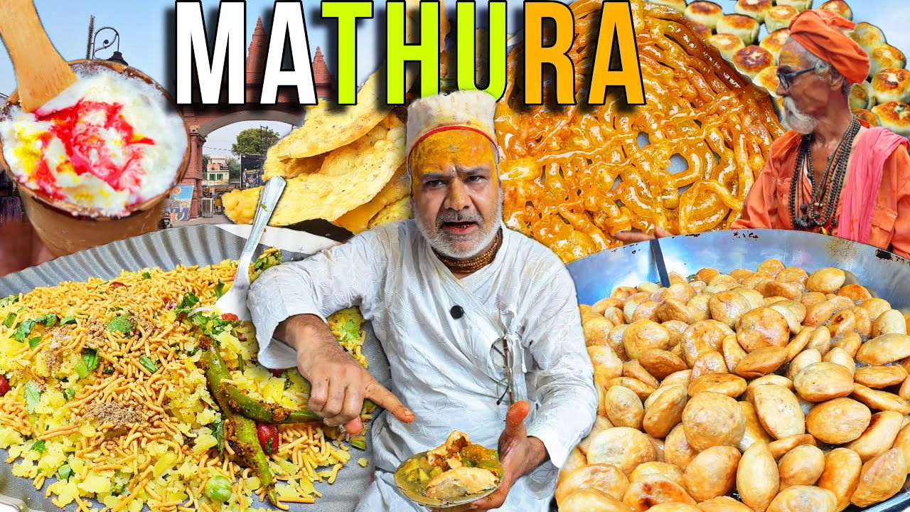 MATHURA Food Tour | Best Street Food In Mathura | Roopa Kachori, NATHU Ji Lassi, Crispy BHALLE Tikki