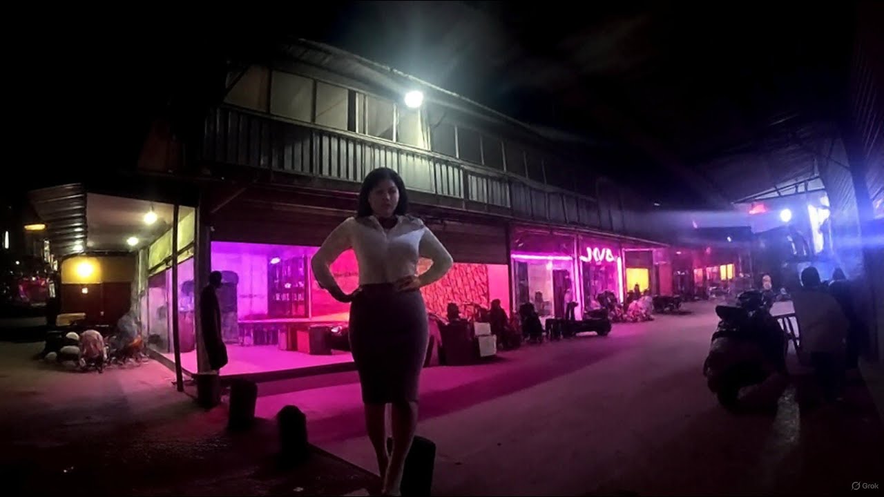 老挝边境小城磨丁铁皮房的夜生活，老男人最喜欢溜达的地方！