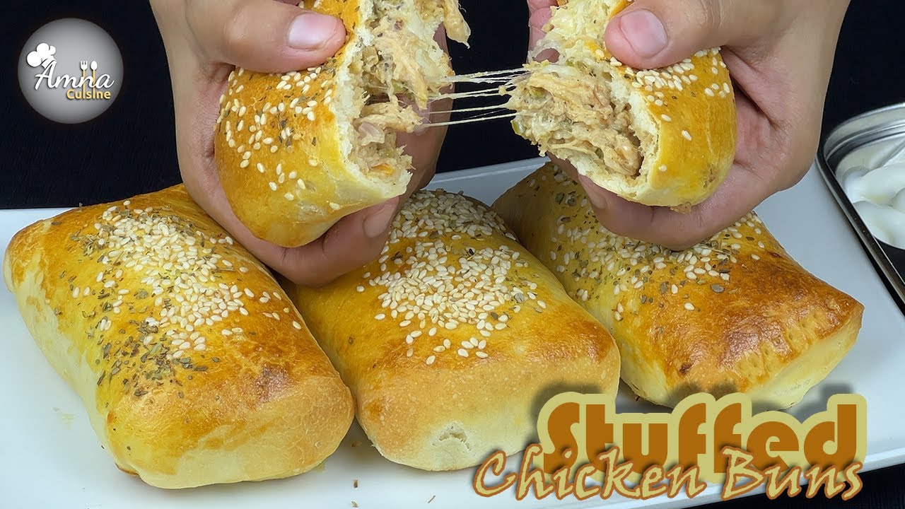Delicious Stuffed Chicken Bun Fluffy and Cheesy | Amna Cuisine