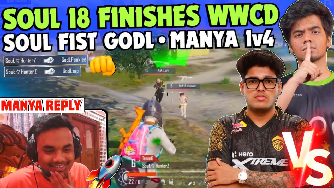 iQOOSouL 18 Finishes WWCD ✅ Manya & Nakul Duo Destruction 😳 SouL HunterZ Fist GodL 👊 Team SouL 🚀