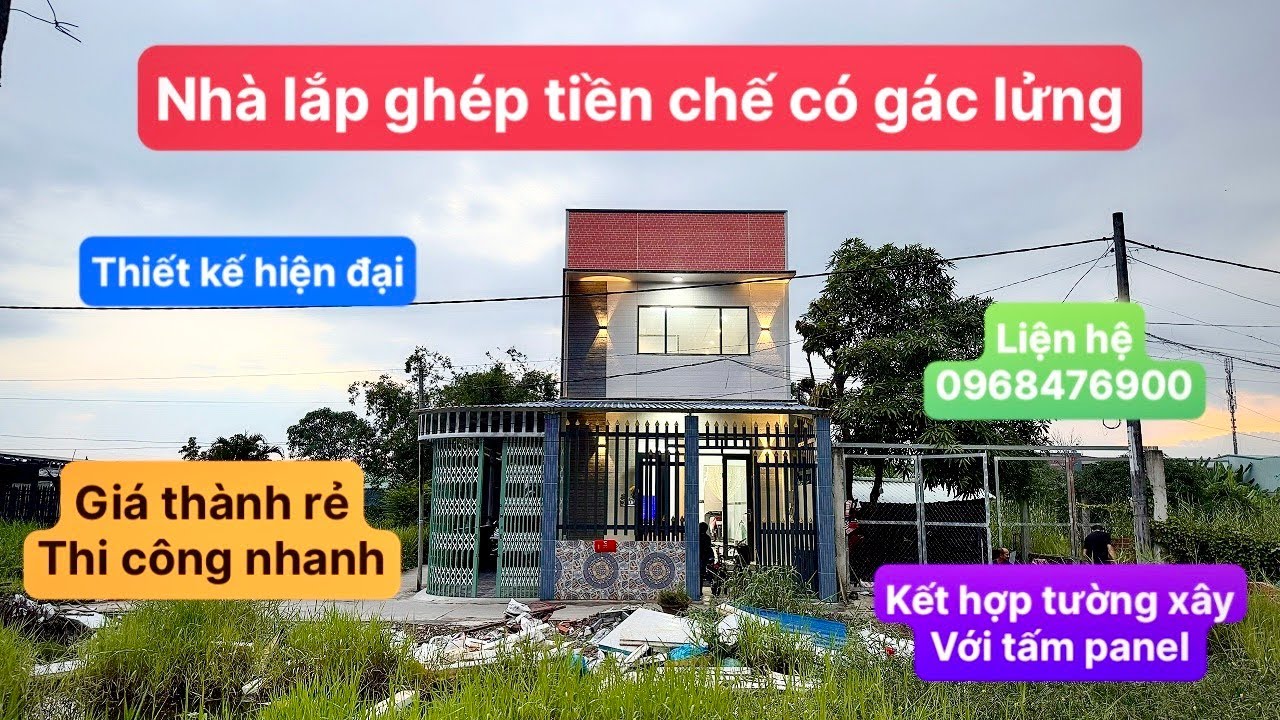 Nhà lắp ghép tiền chế có gác lửng quá đẹp, mẫu nhà lắp ghép hiện đại, rẻ đẹp nhanh. Zalo: 0968476900