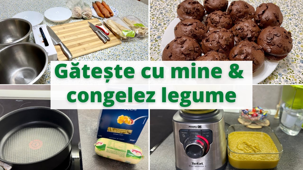 Gătește cu mine // Congelez legume // Supă cremă de legume, brioșe, paste cu brânză