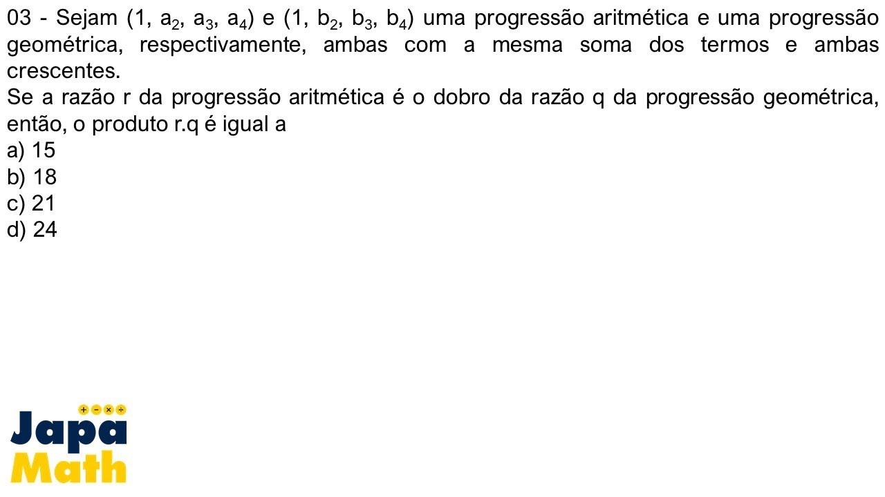 Prova Resolvida AFA(2011 - 2012) - Progressão Aritmética e Progressão Geométrica