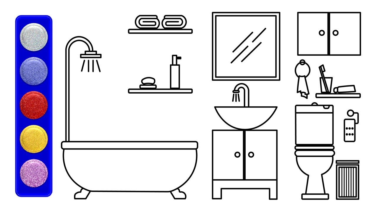 Bathroom Coloring Pages | How To Draw and Color Bathroom Step By Step