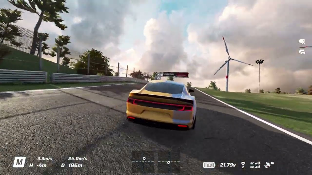 Liftoff FPV Drone simulator - Slipstream DLC - Uncut drift car chasing session with DJI FPV drone