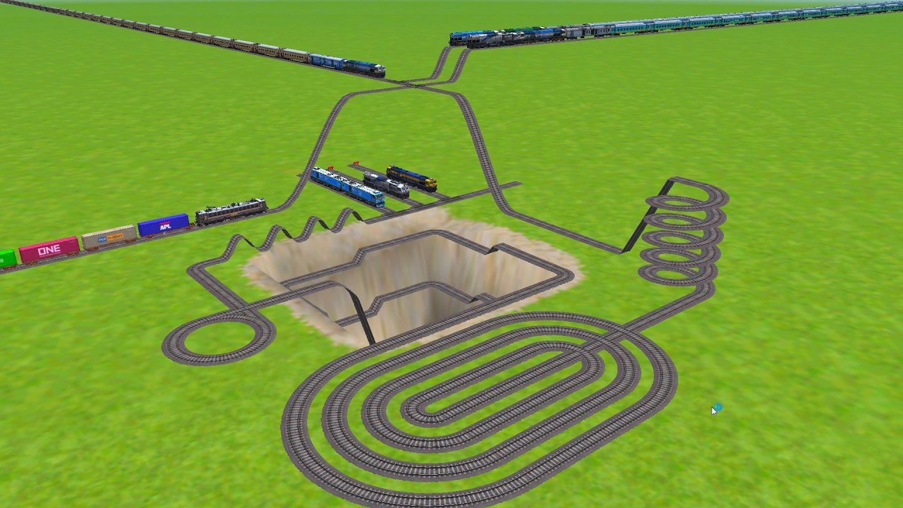 ALL TRAINS PASSING FOR SQUARE CHASM RAILROAD TRACKS ZIG ZAG TRACKS || trains beamng 