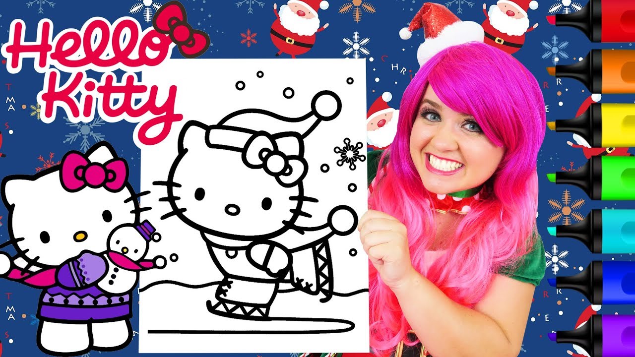 Coloring Hello Kitty Ice Skating Christmas Coloring Page Prismacolor Markers | KiMMi THE CLOWN