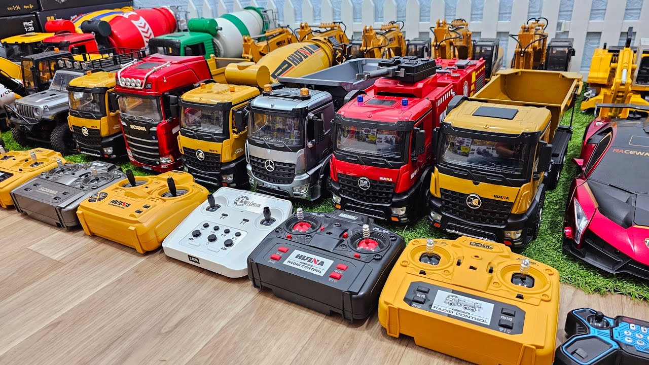 Rc truck huina 1501, 1582, 1574, 1562, 1536 skala 1:14, dump truck, trailer, truk molen, excavator