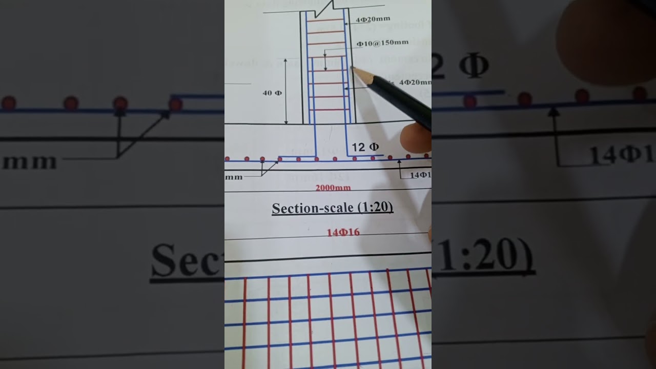 شرح رسم Isolated footing أساس منفرد 