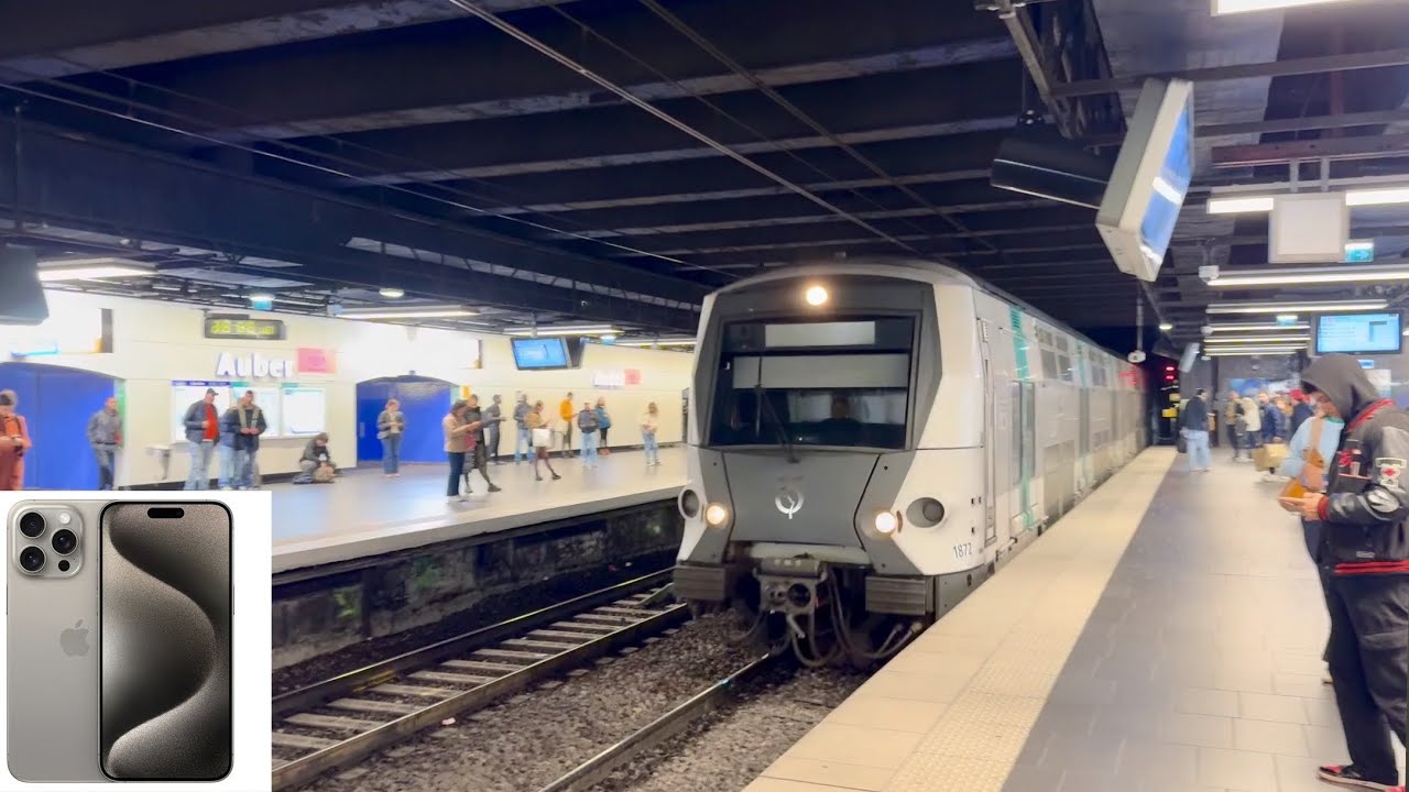 [4K 60fps HDR]RER A Train at Auber stop,TGV Paris Nord-Bruxelles Midi & Alstom Flexcity Tramway