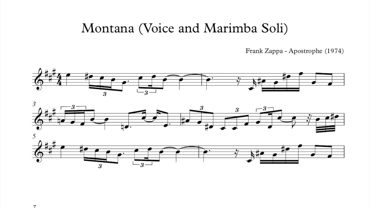 Frank Zappa - Montana (Marimba and Voice Soli with transcription)