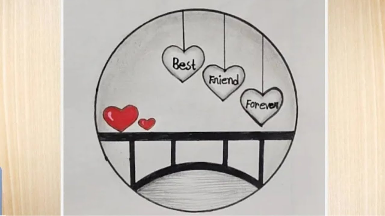 Best friend drawing easy।। circle drawing ideas for beginners।। friendship drawing in circle।