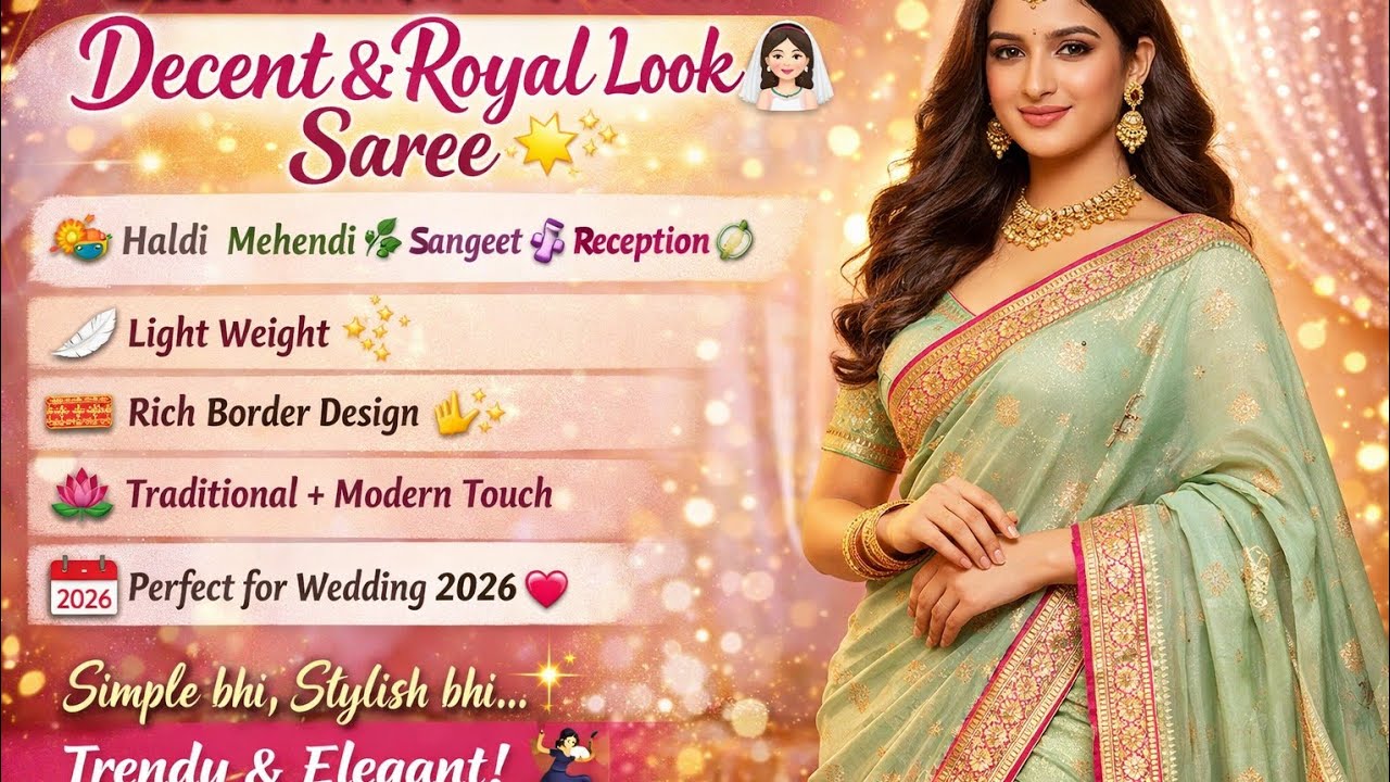 ✨️❤️2026 की शादियों में पहनने वाली Decent & Royal Look Saree ✨ #saree #fancy #yt