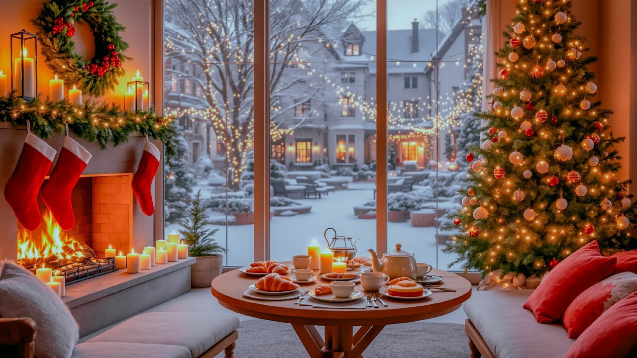 Cozy Winter Coffee Shop ☕ Warm Jazz Ambience for Relaxing & Focus