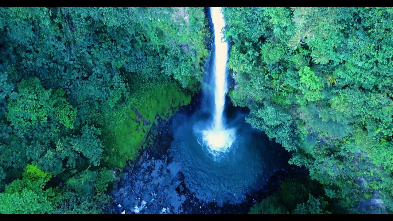 La Fortuna waterfall Costa Rica aerial view 4k