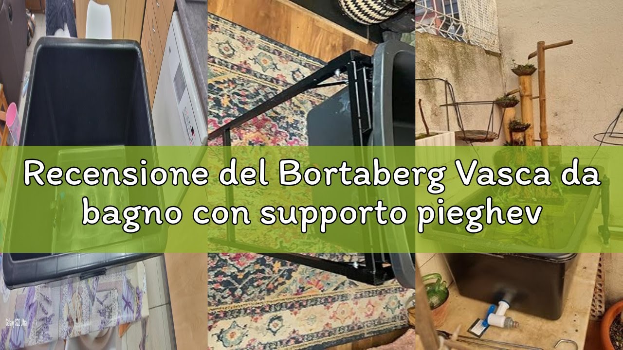 Recensione del Bortaberg Vasca da bagno con supporto pieghevole in metallo, valvola di scarico per c