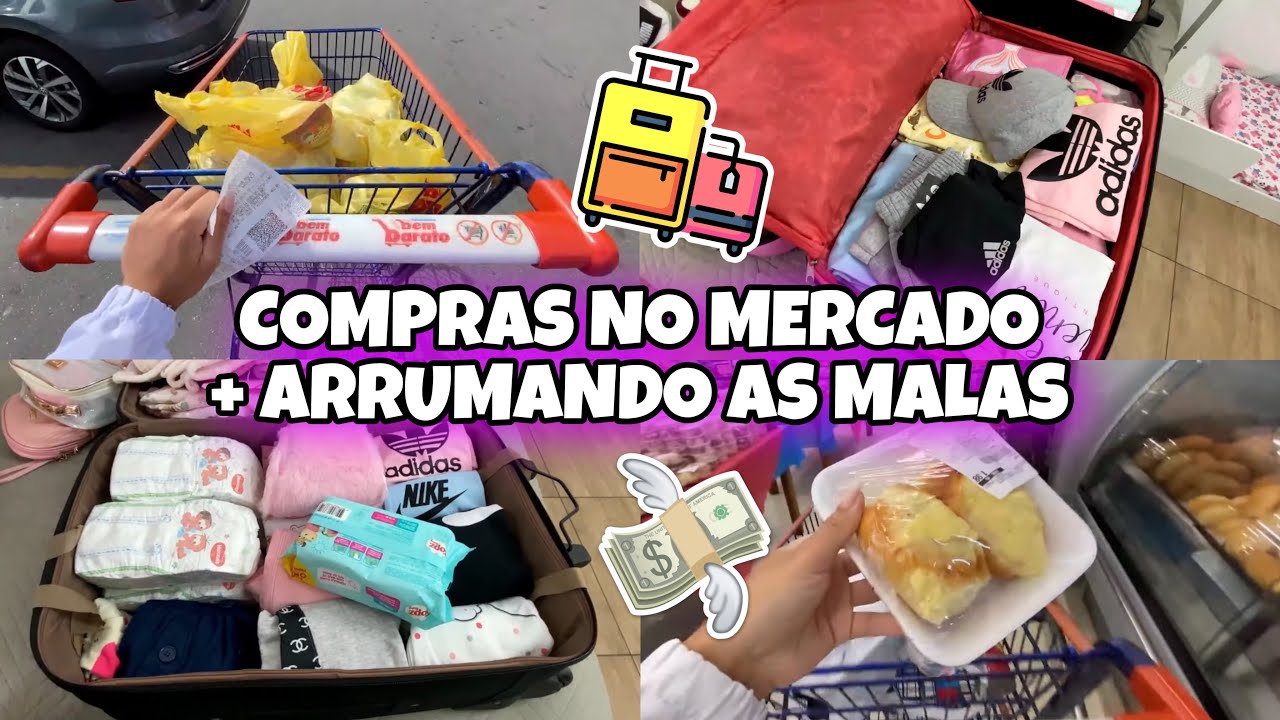 VLOG - COMPRAS NO MERCADO + ARRUMANDOO NOSSAS MALAS DA VIAGEM !!!!