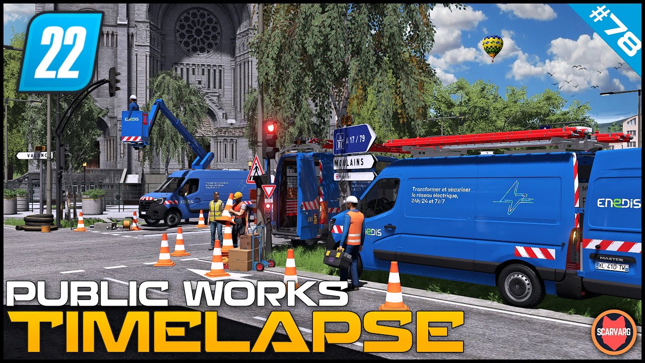 🚧 Fixing Broken Traffic Lights In The City Using A Cherry Picker ⭐ FS22 City Public Works Timelapse