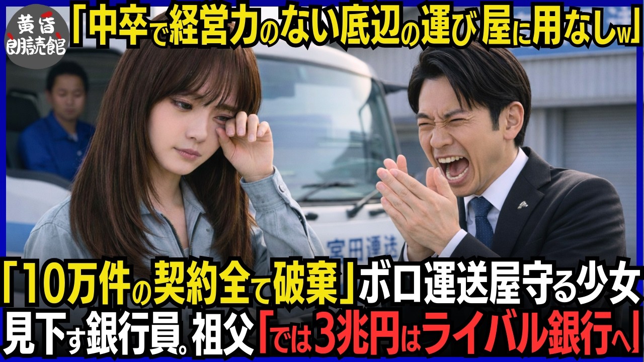 「10万件キャンセル！底辺の運び屋は用なし」片親でボロ運送屋の中卒少女を見下す銀行員―翌朝、海外物流をも牛耳る祖父「全グループの預金3兆円引き揚げろ」資金流出に頭取呆然、銀行倒産危機#いい話 #逆転劇