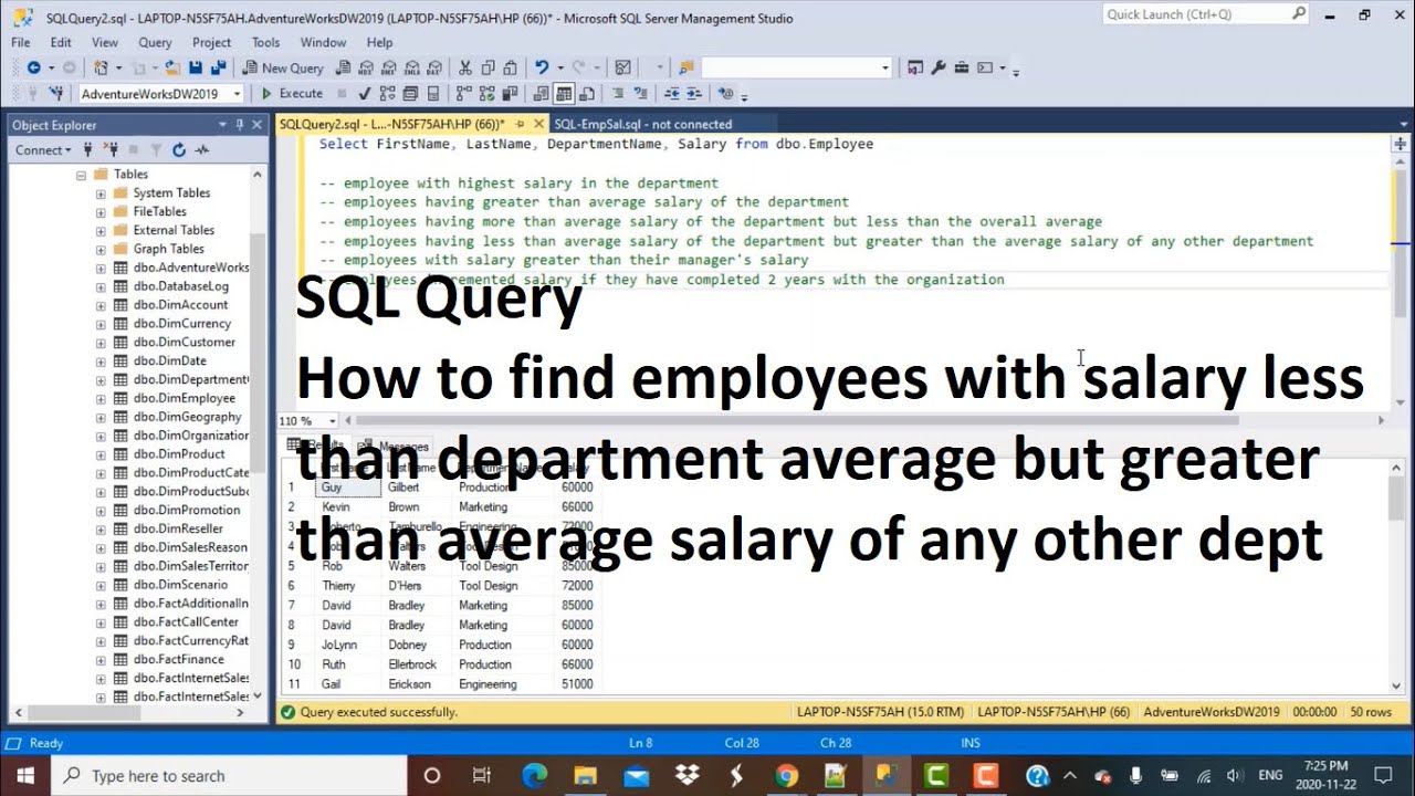 SQL- Найти сотрудников с зарплатой ниже средней по отделу, но выше средней по любому другому отде...