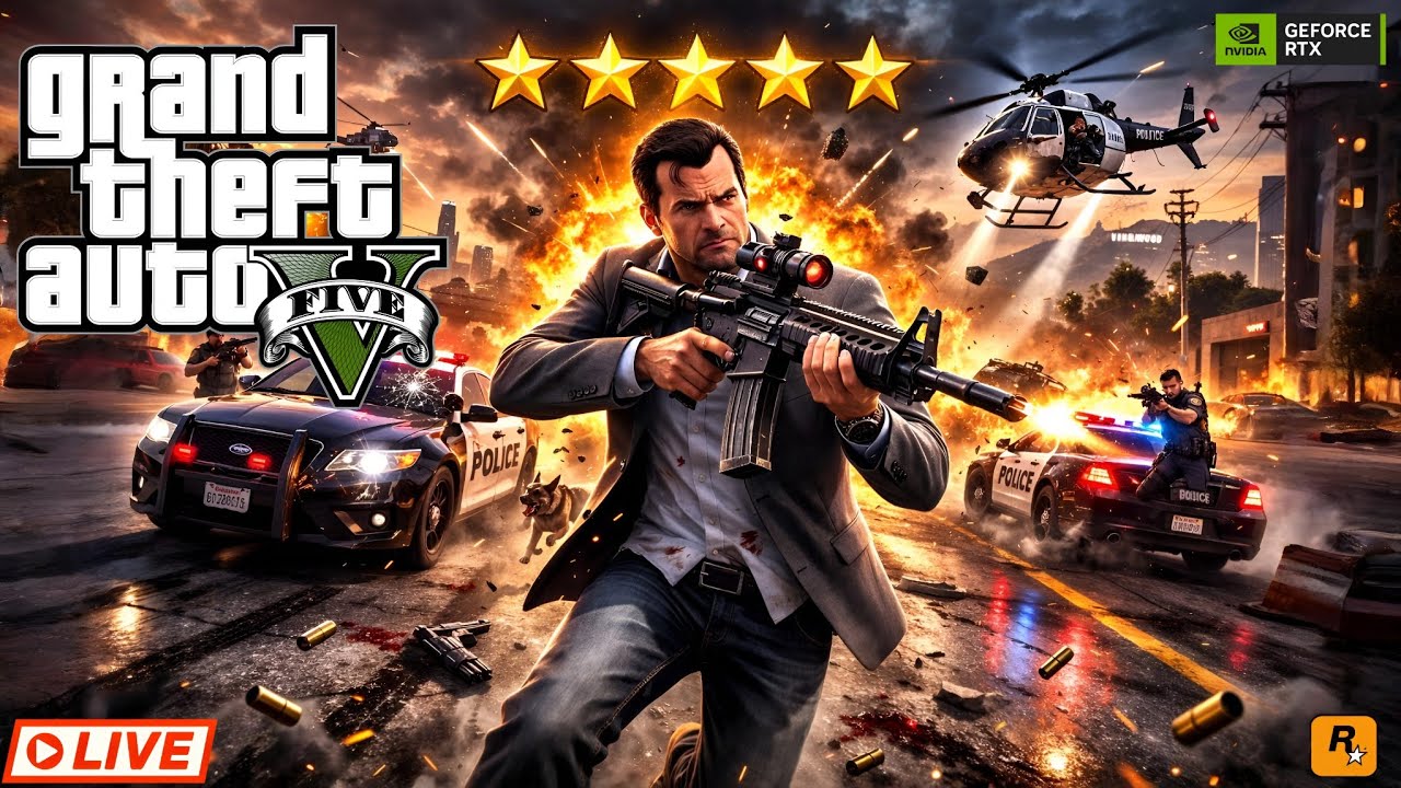 🔴 LIVE — GTA 5 | Can I Survive 5 Stars?